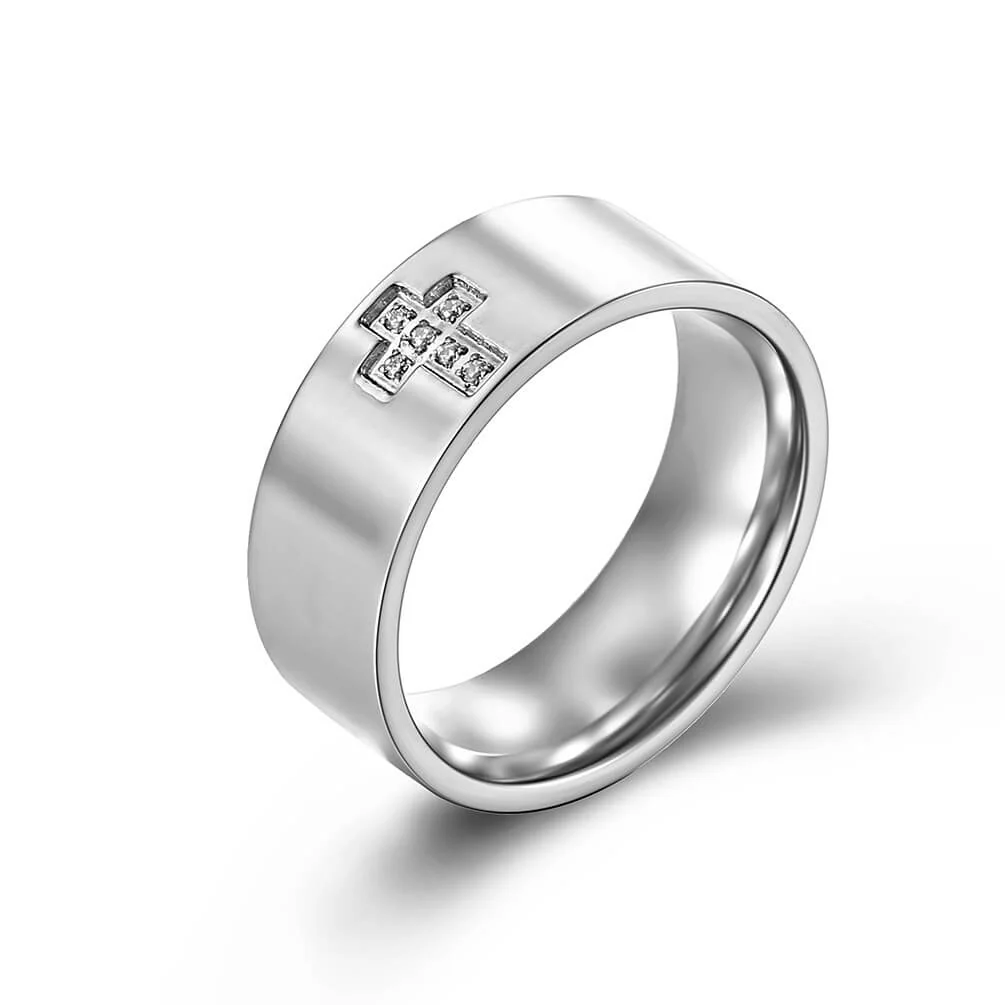 8mm Men Cross Ring - Image 3