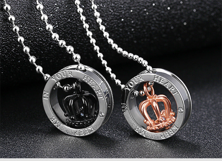 Black and Rose Gold Crown Necklaces - Image 4