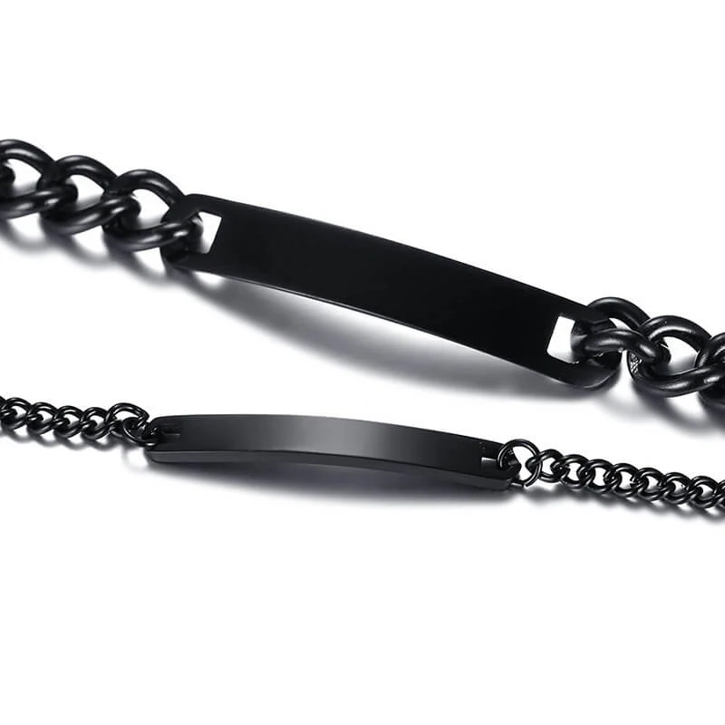 Black Couple Custom Bracelets Engraved - Image 5