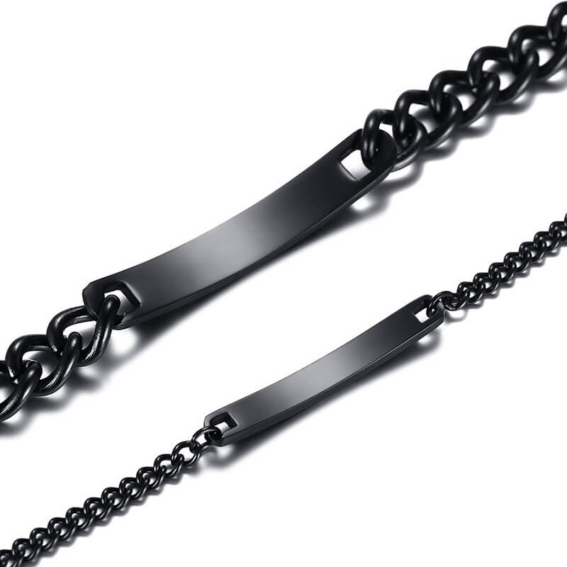 Black Couple Custom Bracelets Engraved - Image 6