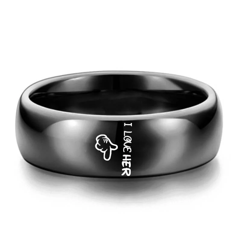 Black Her and His Promise Rings for Couple - Image 3