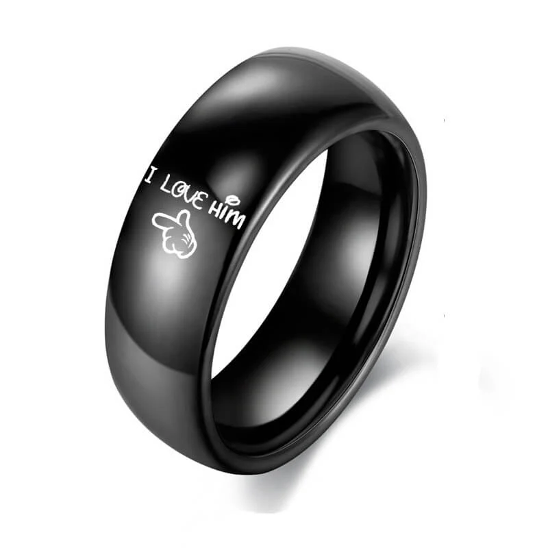 Black Her and His Promise Rings for Couple - Image 4