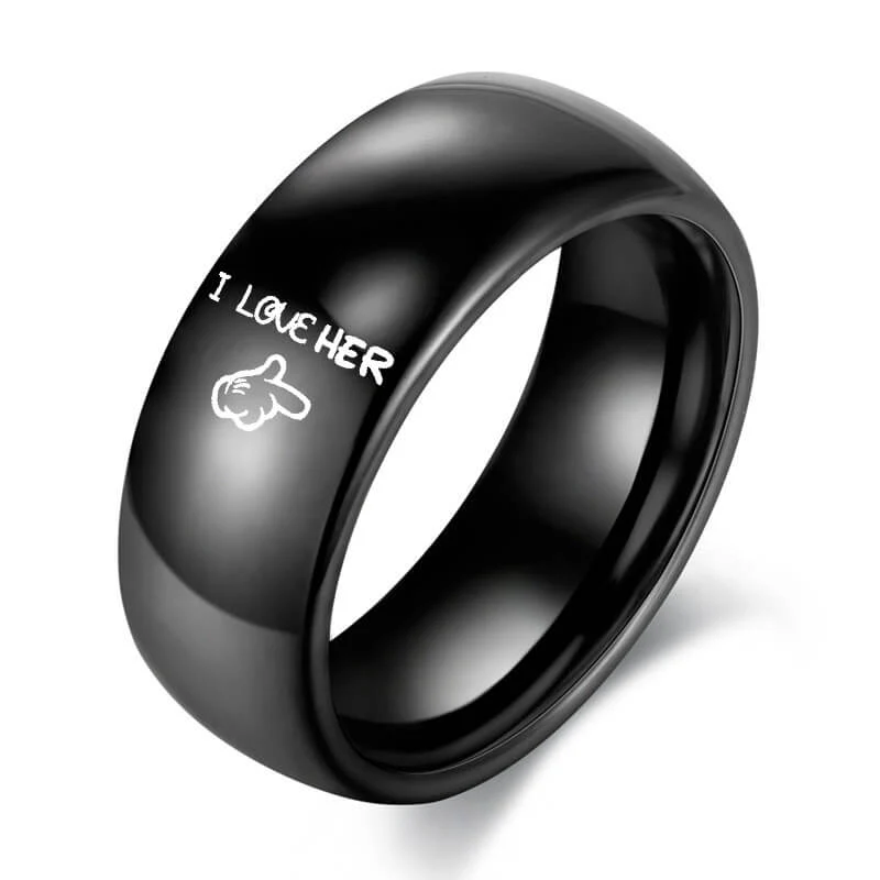 Black Her and His Promise Rings for Couple - Image 5