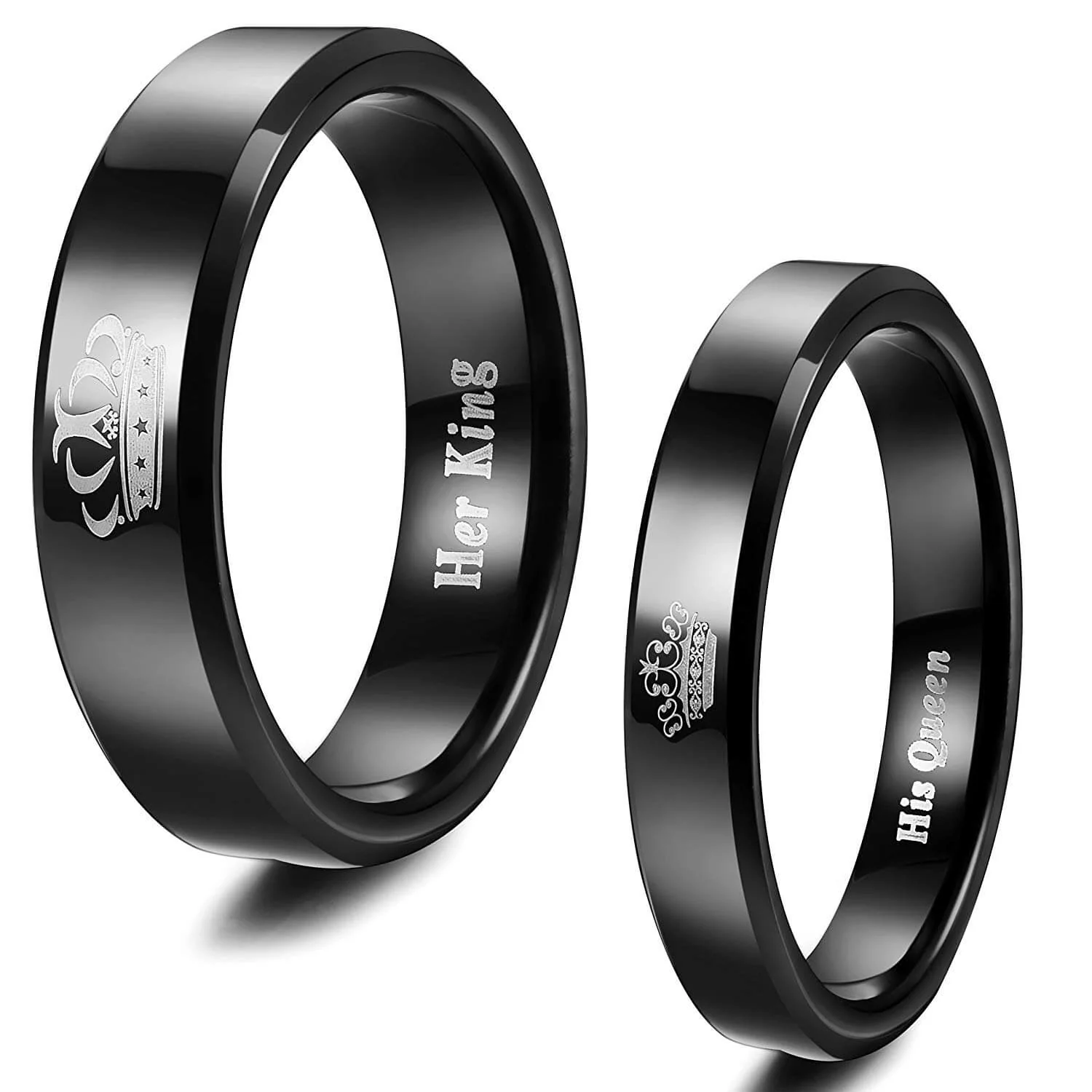 Black King and Queen Crown Rings - Image 3