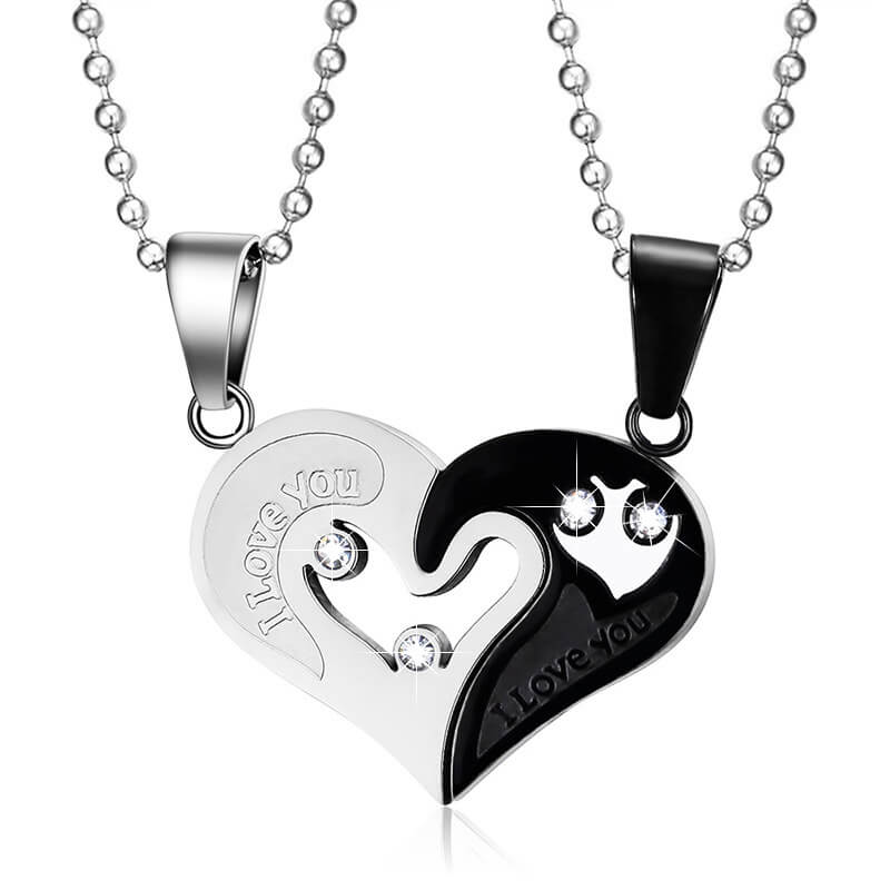 Blue Puzzle Heart Couple Necklaces - Image 3