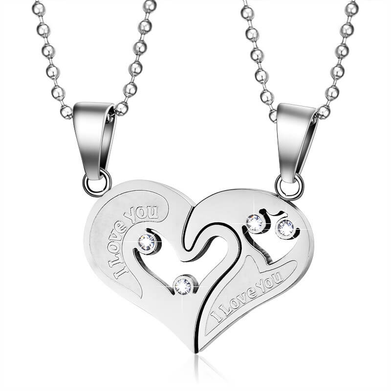 Blue Puzzle Heart Couple Necklaces - Image 4