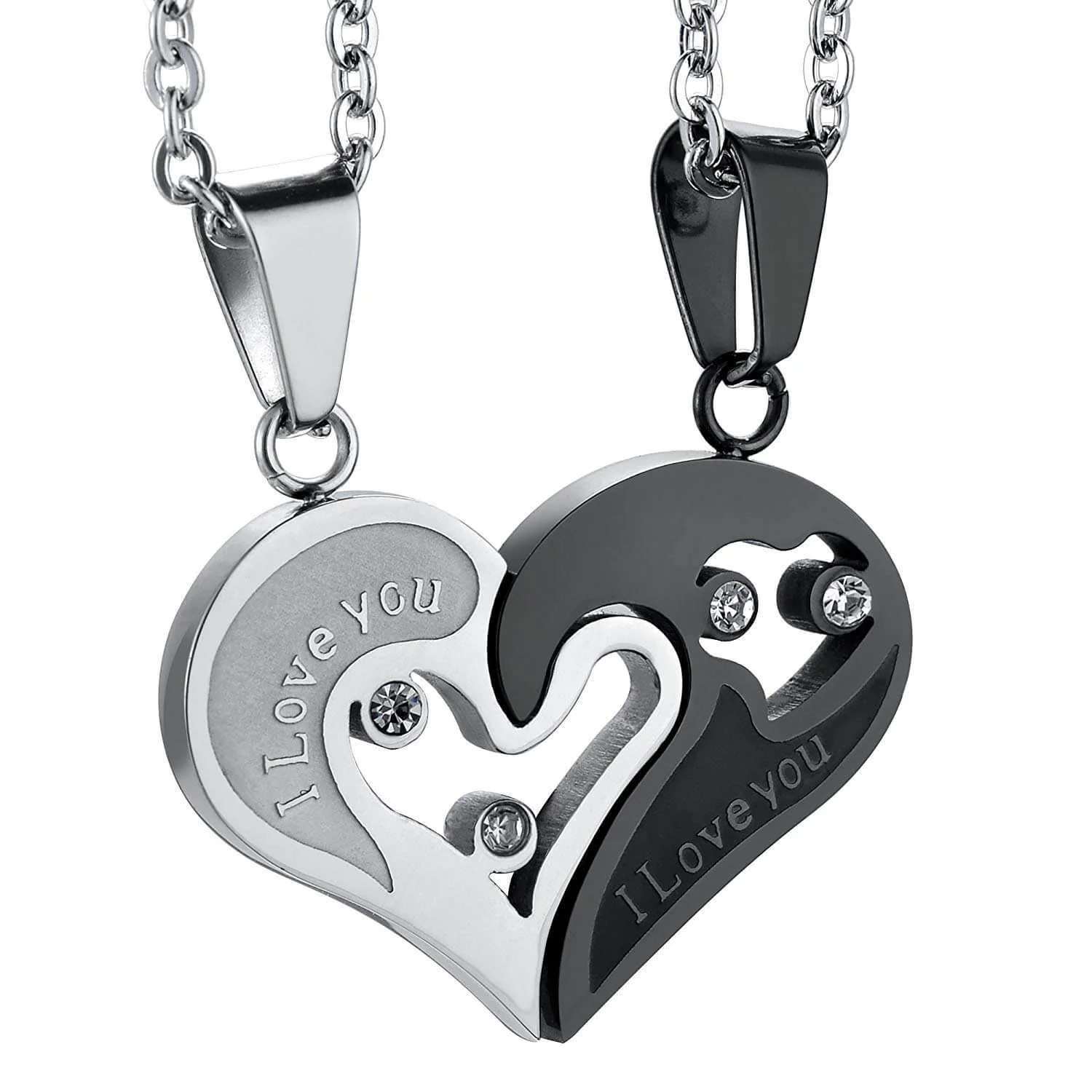 Blue Puzzle Heart Couple Necklaces - Image 5