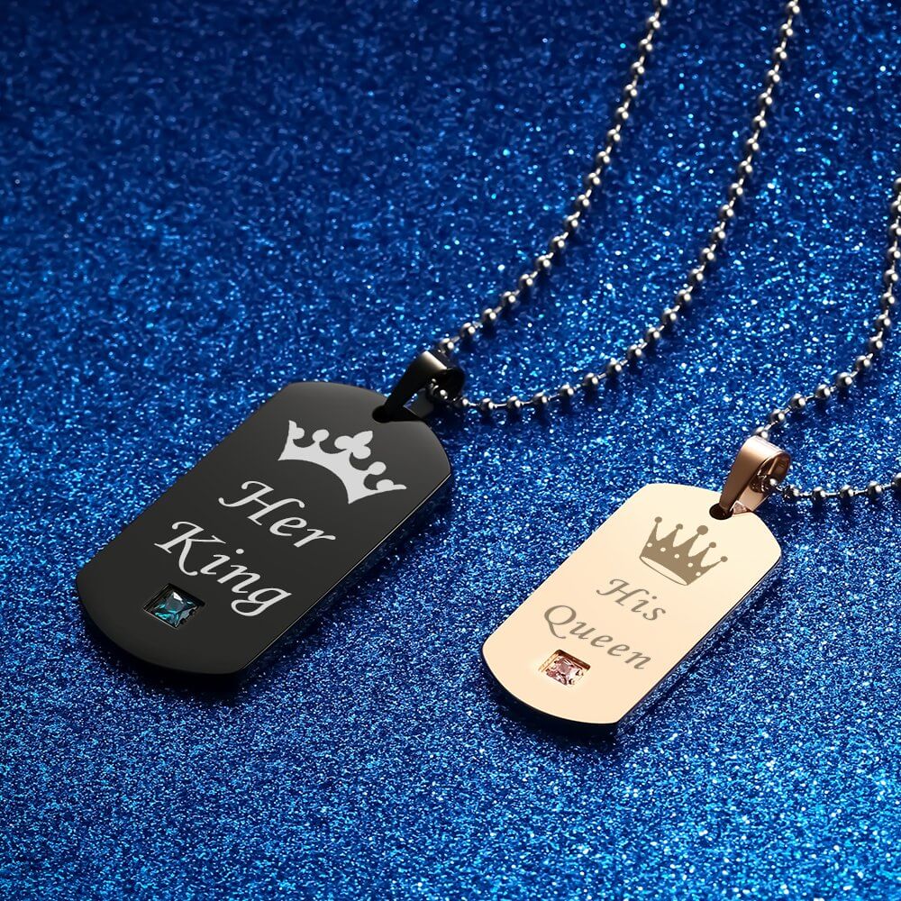 Couple Queen King Tag Necklace - Image 3