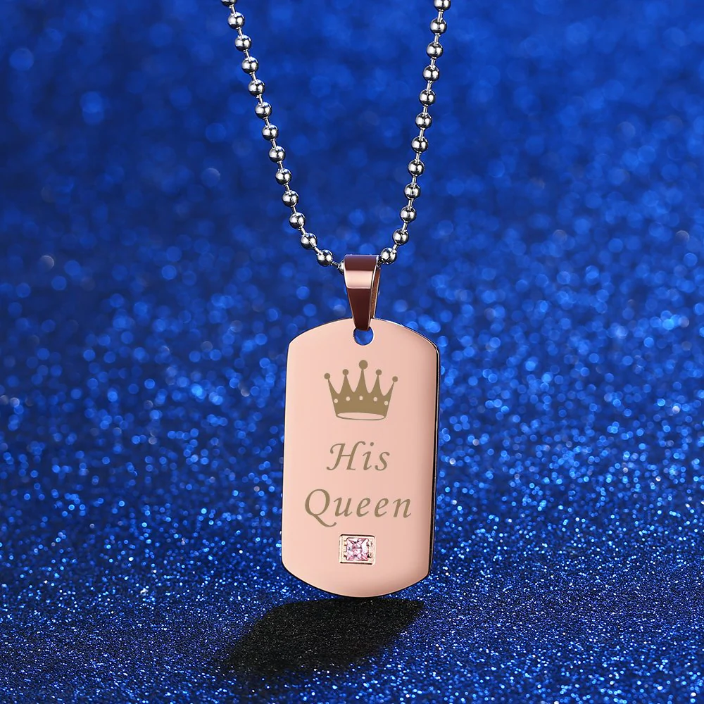 Couple Queen King Tag Necklace - Image 5