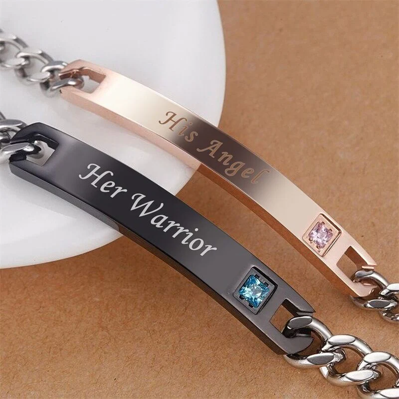 Couple Titanium Steel Rose Gold, Black Customizable Bracelet - Image 2