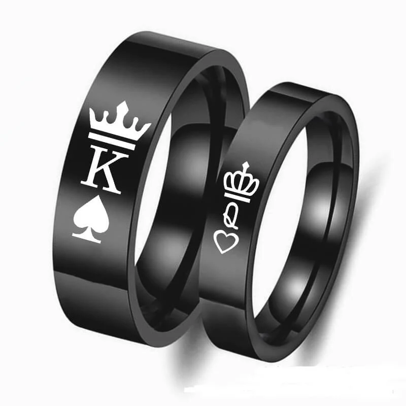 Crown King ๐ Queen Couple Rings