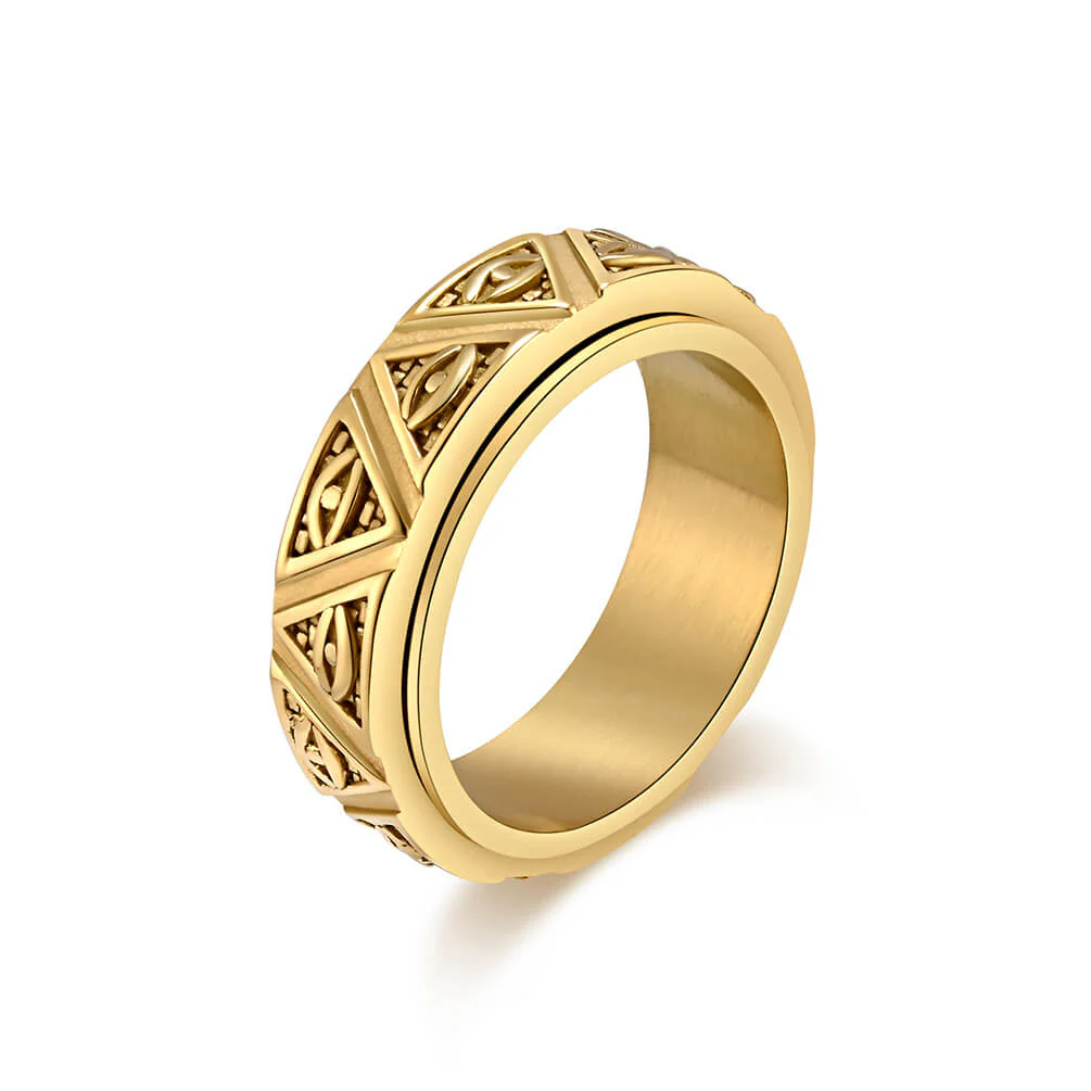 Engravable Spinning Ring Bands Triangular Pyramid Guardian - Image 3