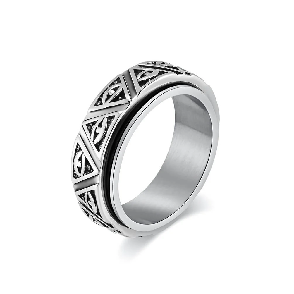 Engravable Spinning Ring Bands Triangular Pyramid Guardian - Image 4