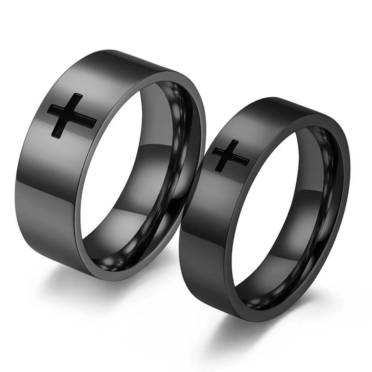 Engrave Cross Couple Rings - Image 2