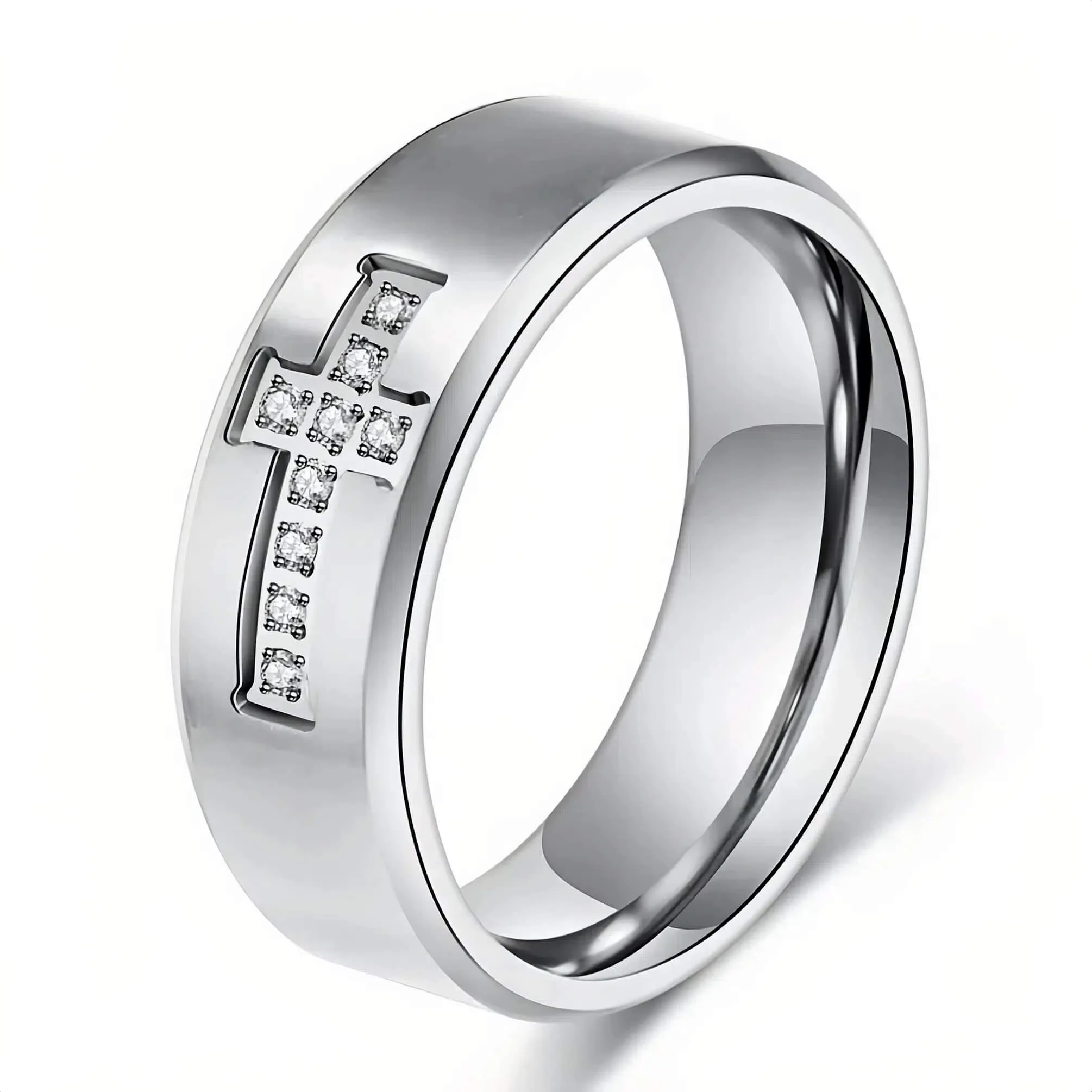 Engraved Cross Faith Rings