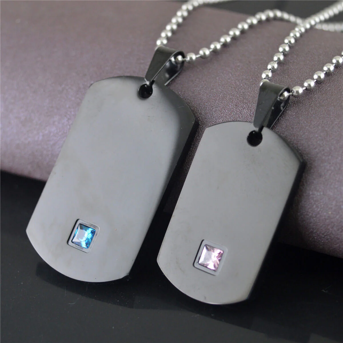 Engraved Tag Necklaces for Couple - Image 2