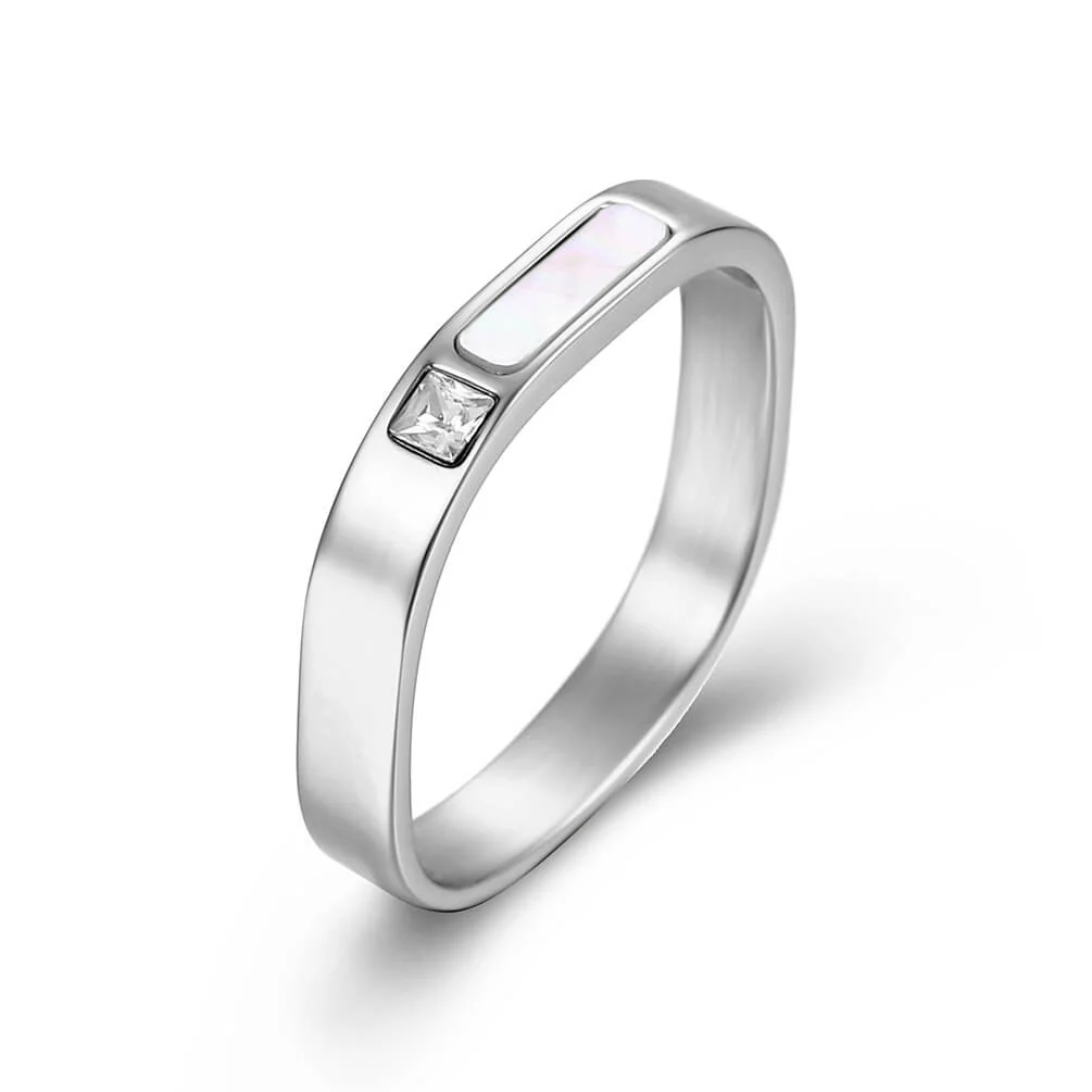 Gold Promise Ring Shell Inlaid - Image 3
