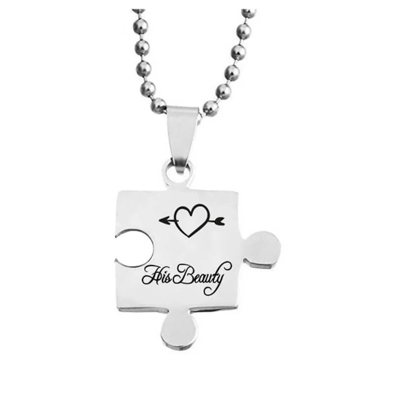 Her Beast His Beauty Puzzle Necklace - Image 3