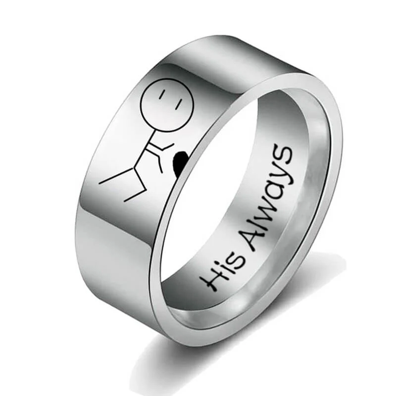 Her Forever His Always Couple Rings Abstract Cartoon - Image 3