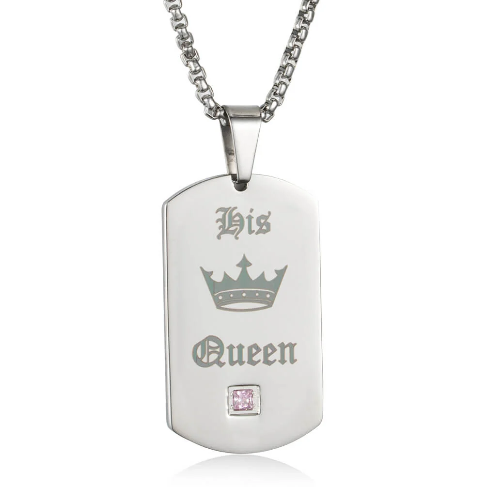 Her King His Queen Black Tag Necklace - Image 3