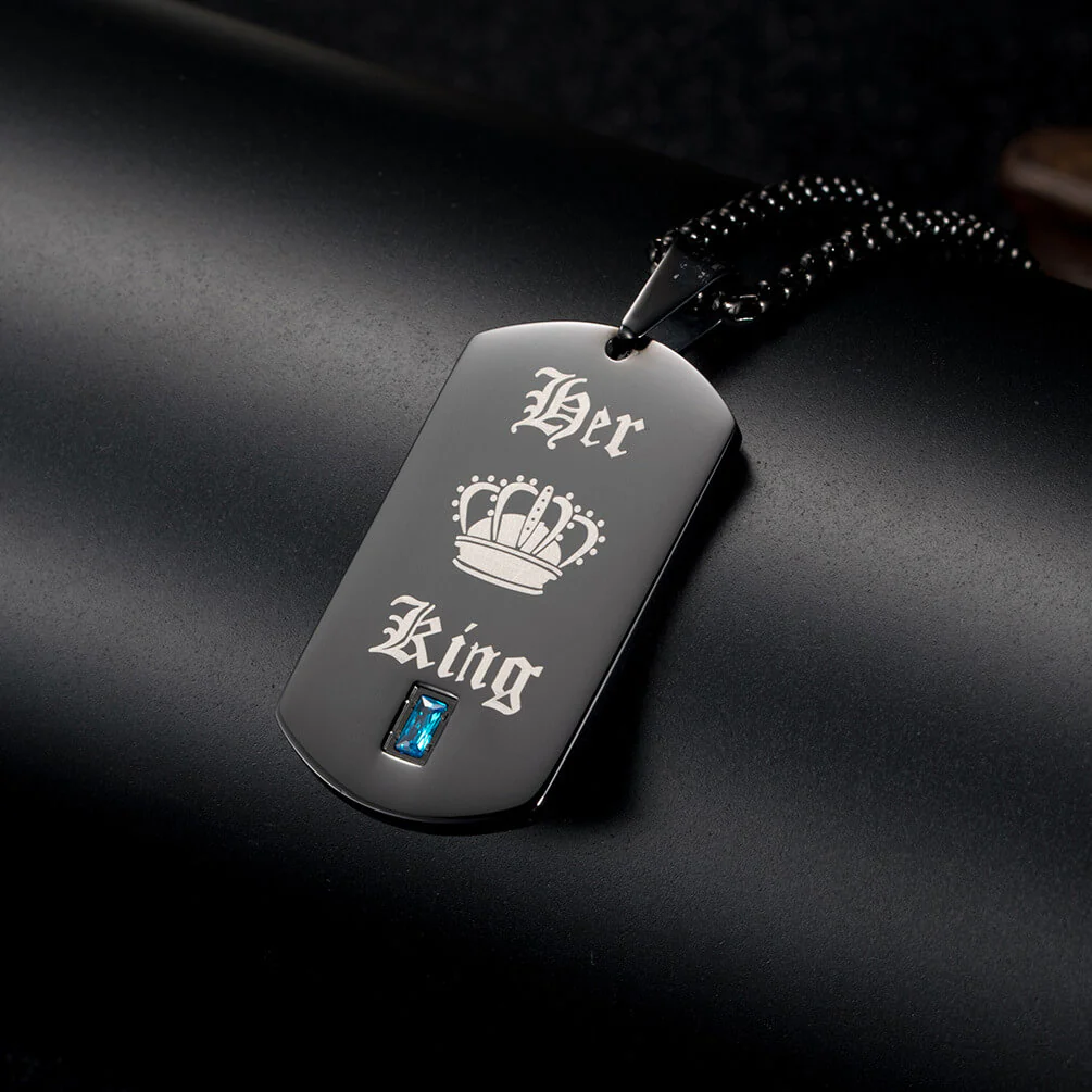 Her King His Queen Black Tag Necklace - Image 5