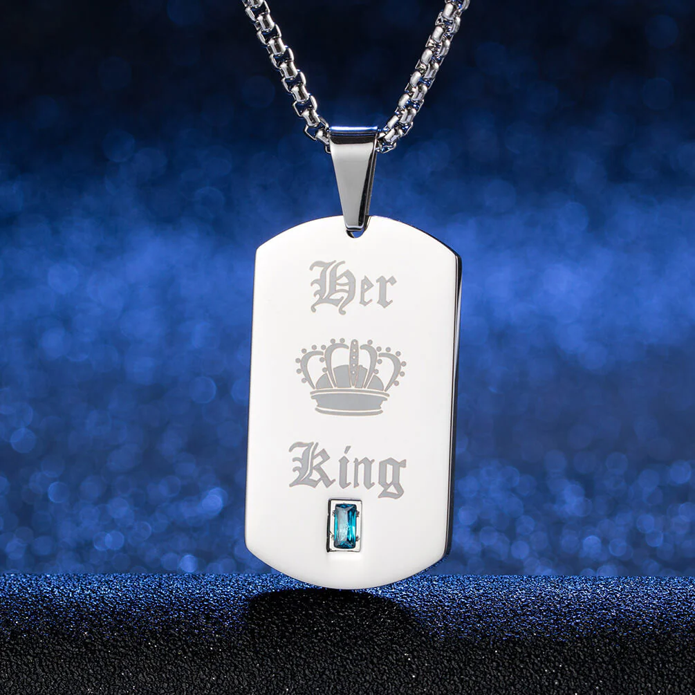 Her King His Queen Black Tag Necklace - Image 7