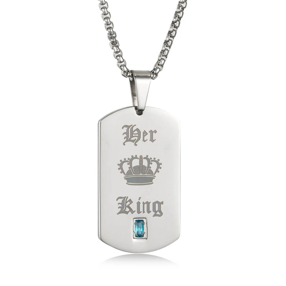 Her King His Queen Black Tag Necklace - Image 8