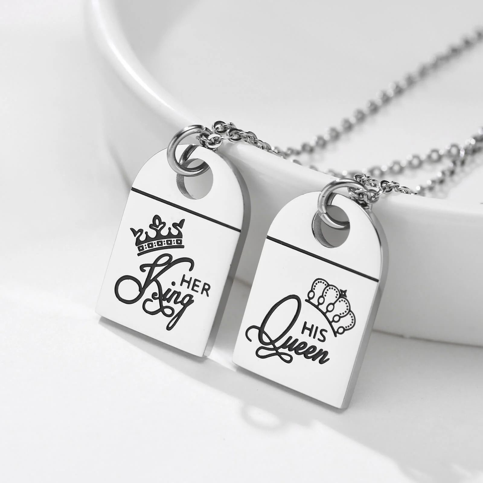 Her King & His Queen Couple Crown Necklaces - Image 2