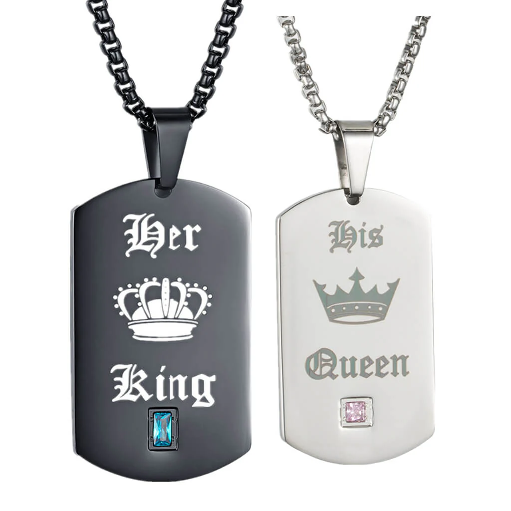 Her King His Queen Necklaces Engraved