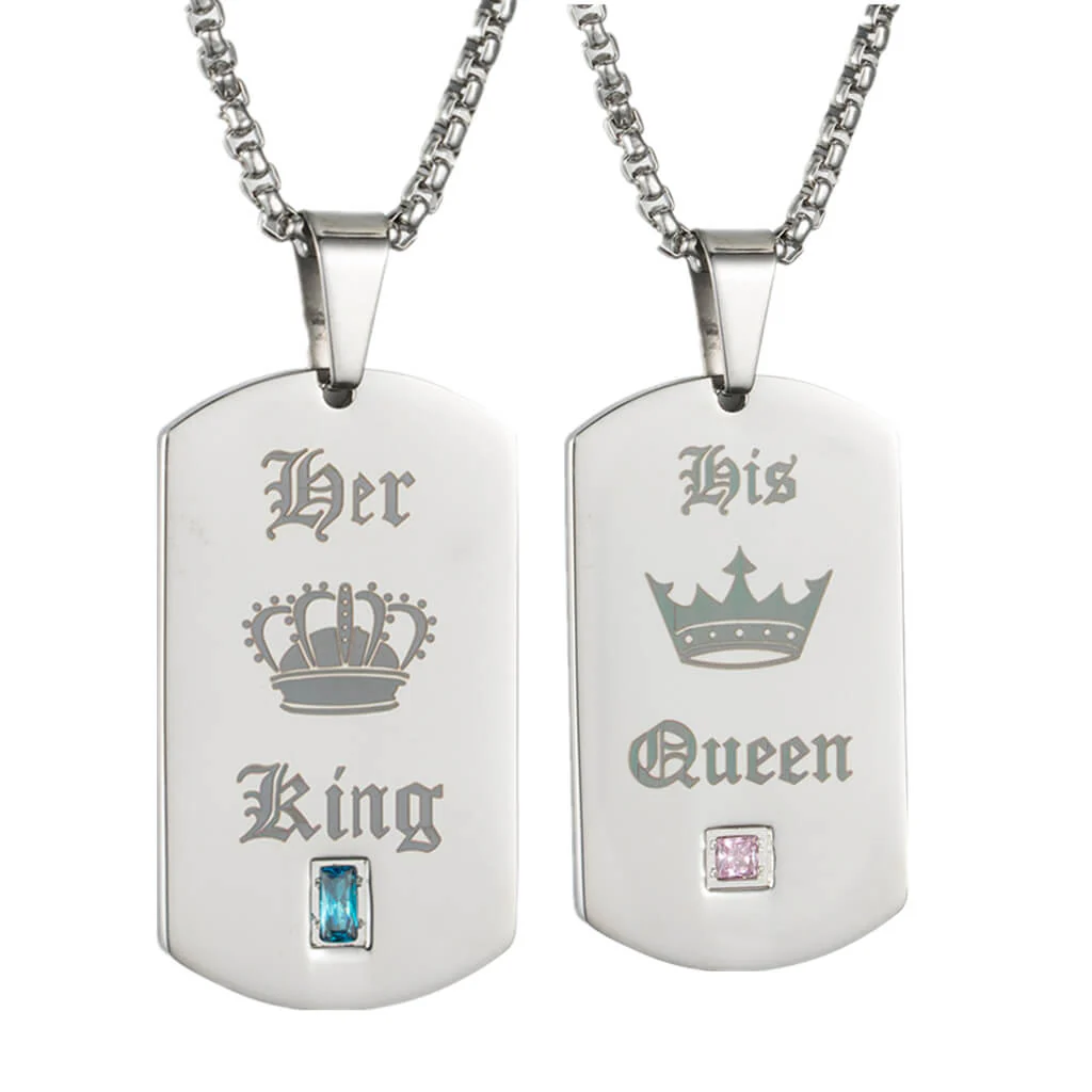Her King His Queen Necklaces Engraved