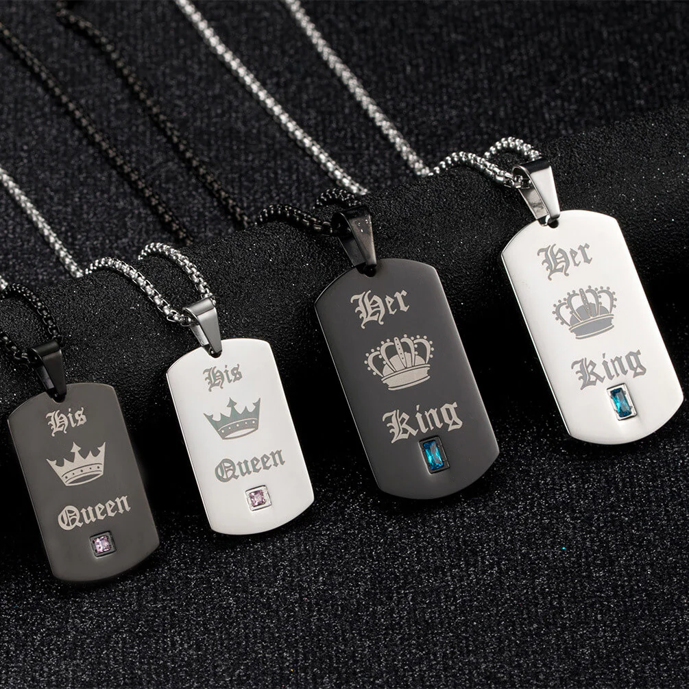 Her King His Queen Necklaces Engraved - Image 2