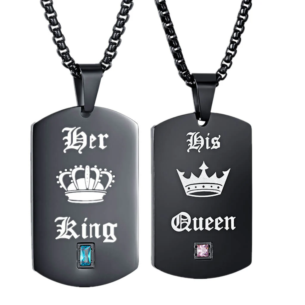 Her King His Queen Necklaces Engraved - Image 3