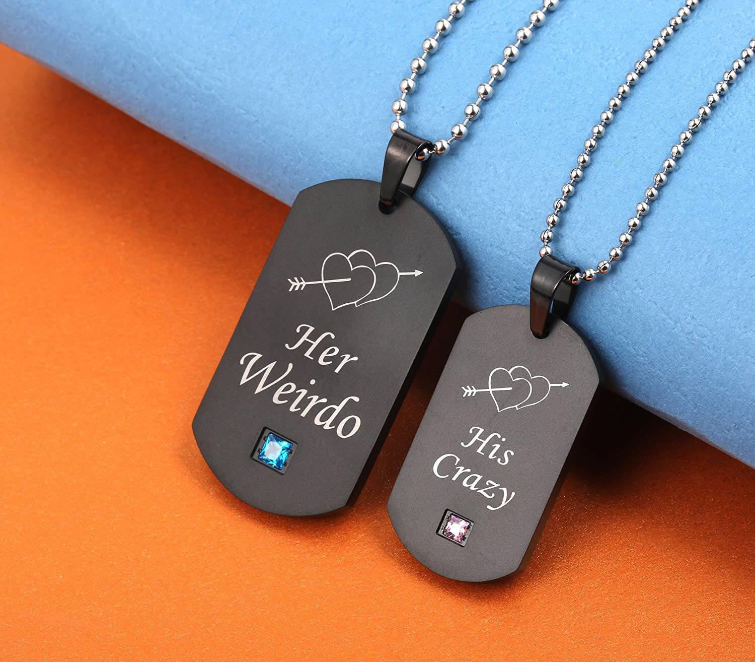 His Crazy Her Weirdo Couple Pendant Necklaces Black - Image 4