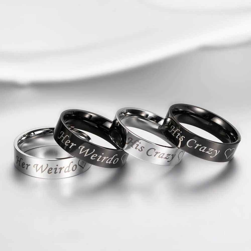 His Crazy & Her Weirdo Couple Promise Rings - Image 4