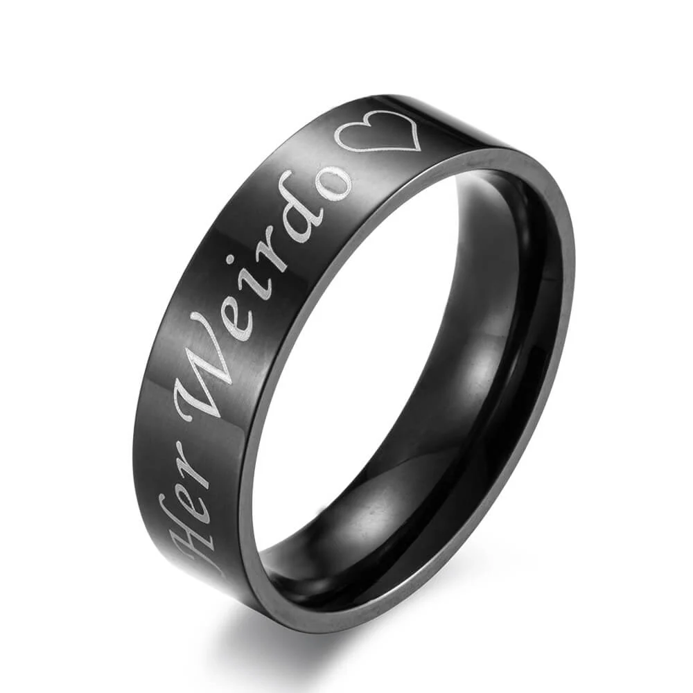 His Crazy Her Weirdo Couple Rings Black - Image 3