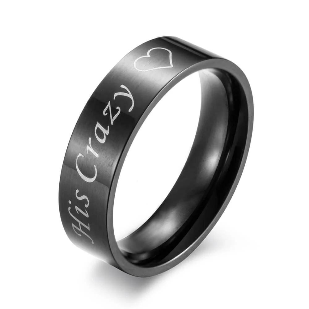 His Crazy Her Weirdo Couple Rings Black - Image 4