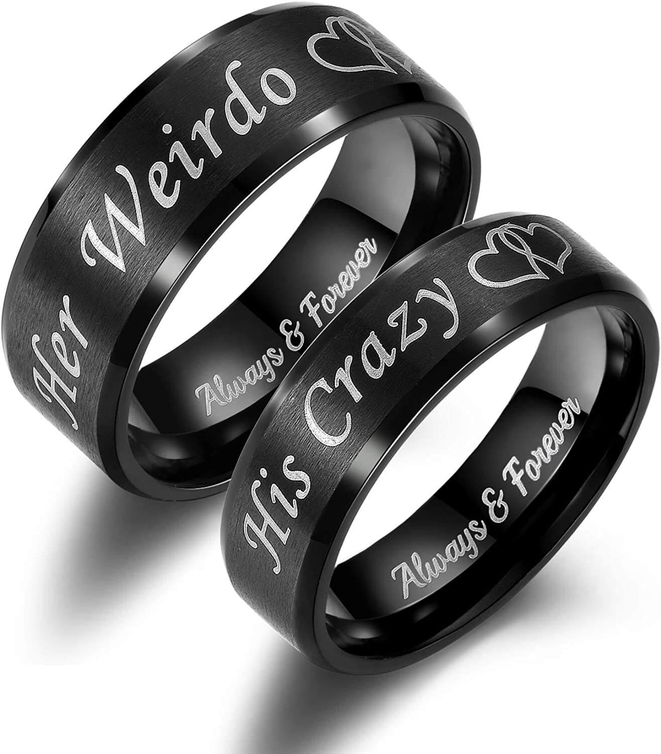 His Crazy Her Weirdo Heart Rings for Couples - Image 3