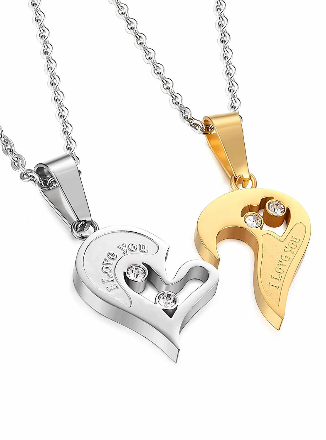 "I Love You" Puzzle Heart Necklaces for Couples - Image 3