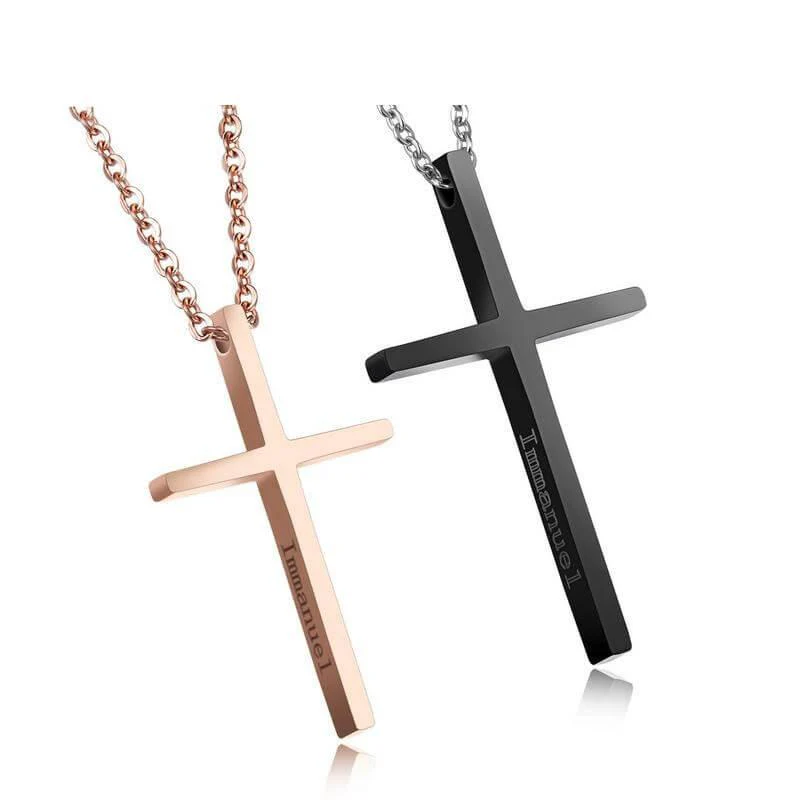 I M MANUEL Cross Couple Necklaces Titanium - Image 3