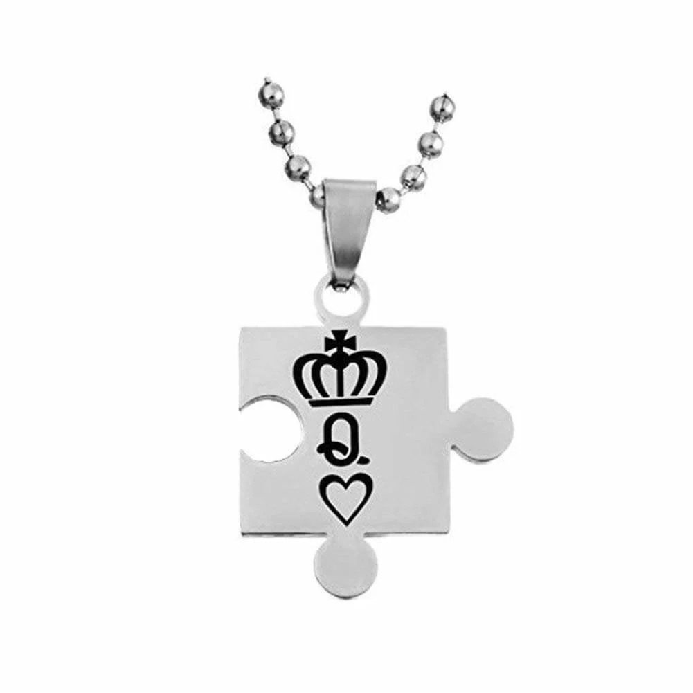 K Q Crown Puzzle Necklace - Image 3
