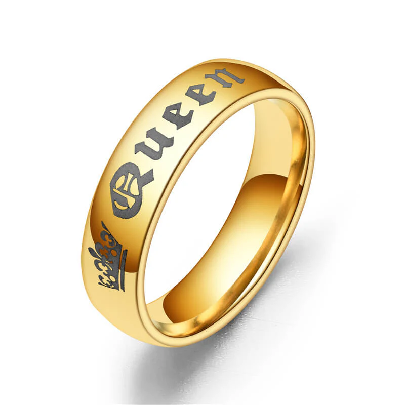 King & Queen Crown Couple Promise Rings - Image 4