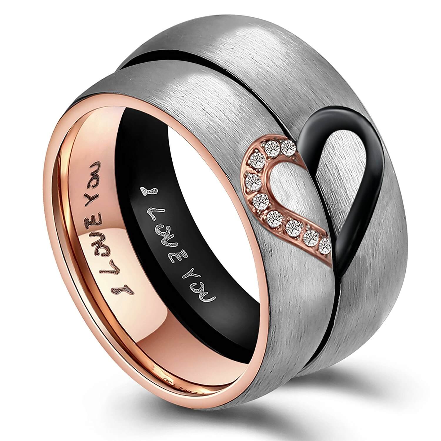 Matching Heart Promise Ring Couple Set - Image 8
