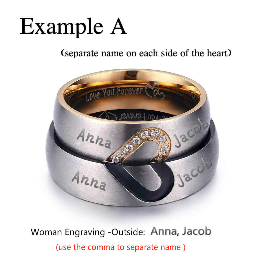 Matching Heart Promise Ring Couple Set - Image 4