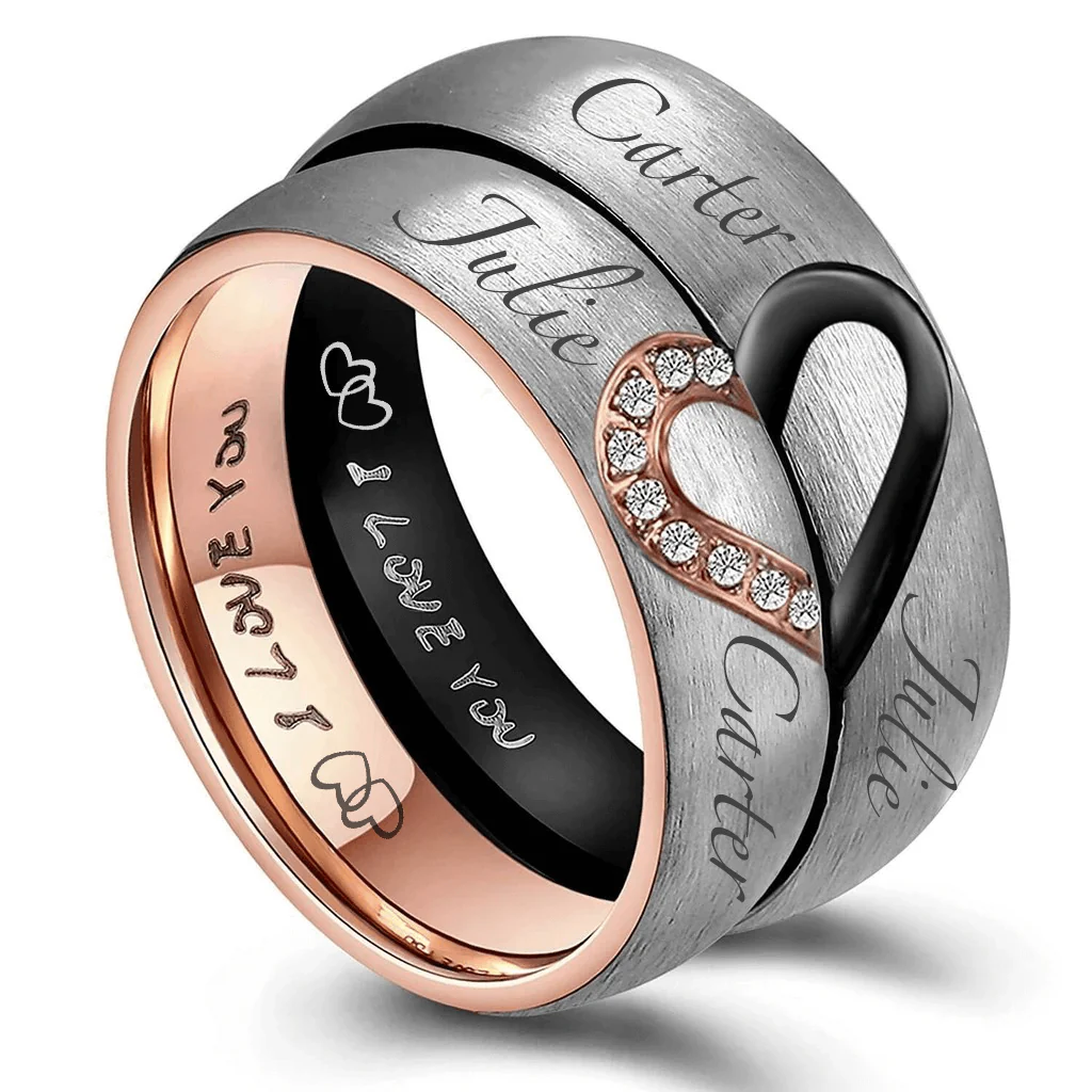 Matching Heart Promise Ring Couple Set - Image 7