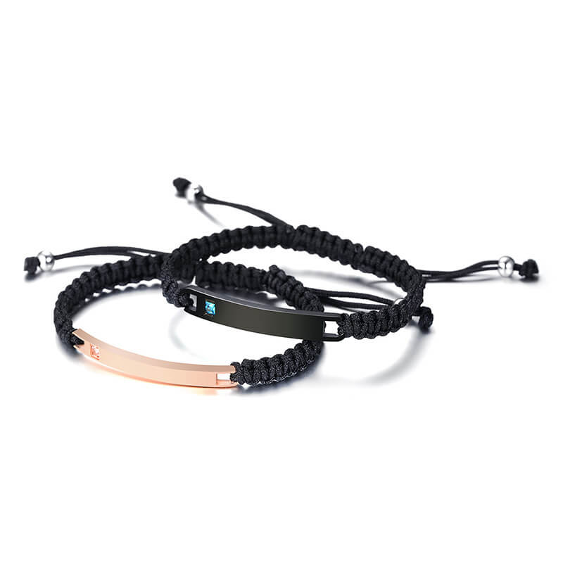 Matching Nameplate ID Couple Bracelets - Image 3