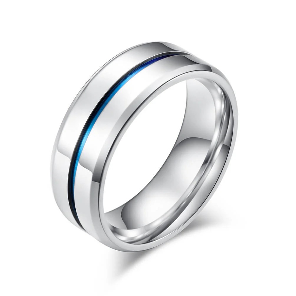 Mens Promise Rings Blue 8mm - Image 5