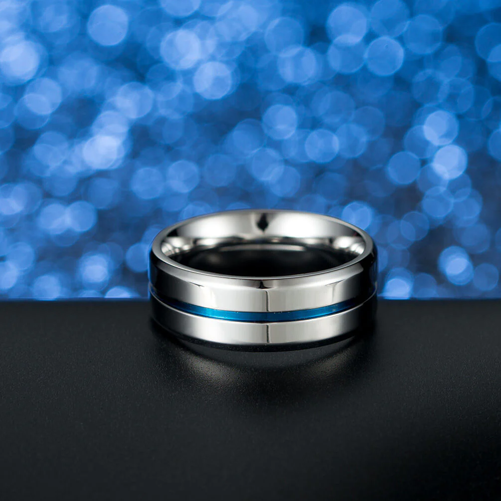 Mens Promise Rings Blue 8mm - Image 6