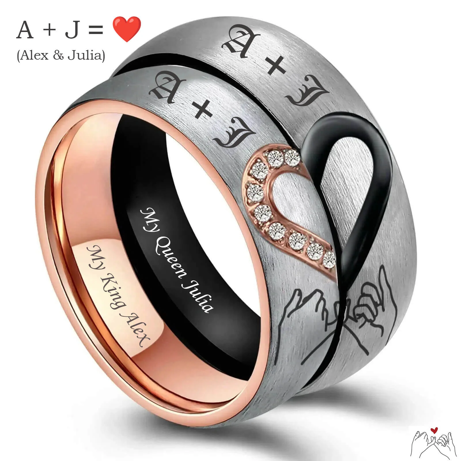 Pinky Promise Custom Name Rings - Image 6