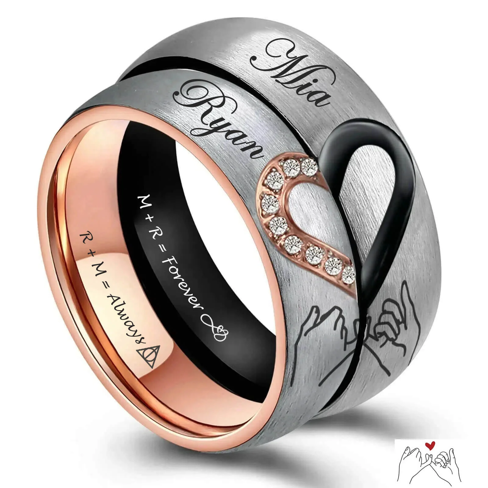 Pinky Promise Custom Name Rings - Image 7