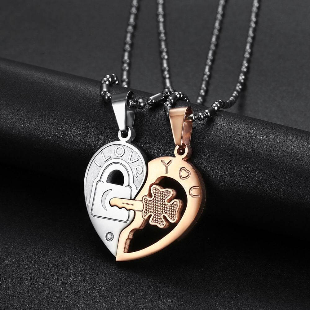 Puzzle Heart Necklace Couple Set - Image 3
